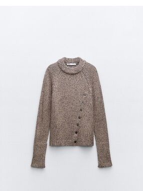 Zara Marled Button-Accent Women's Sweater